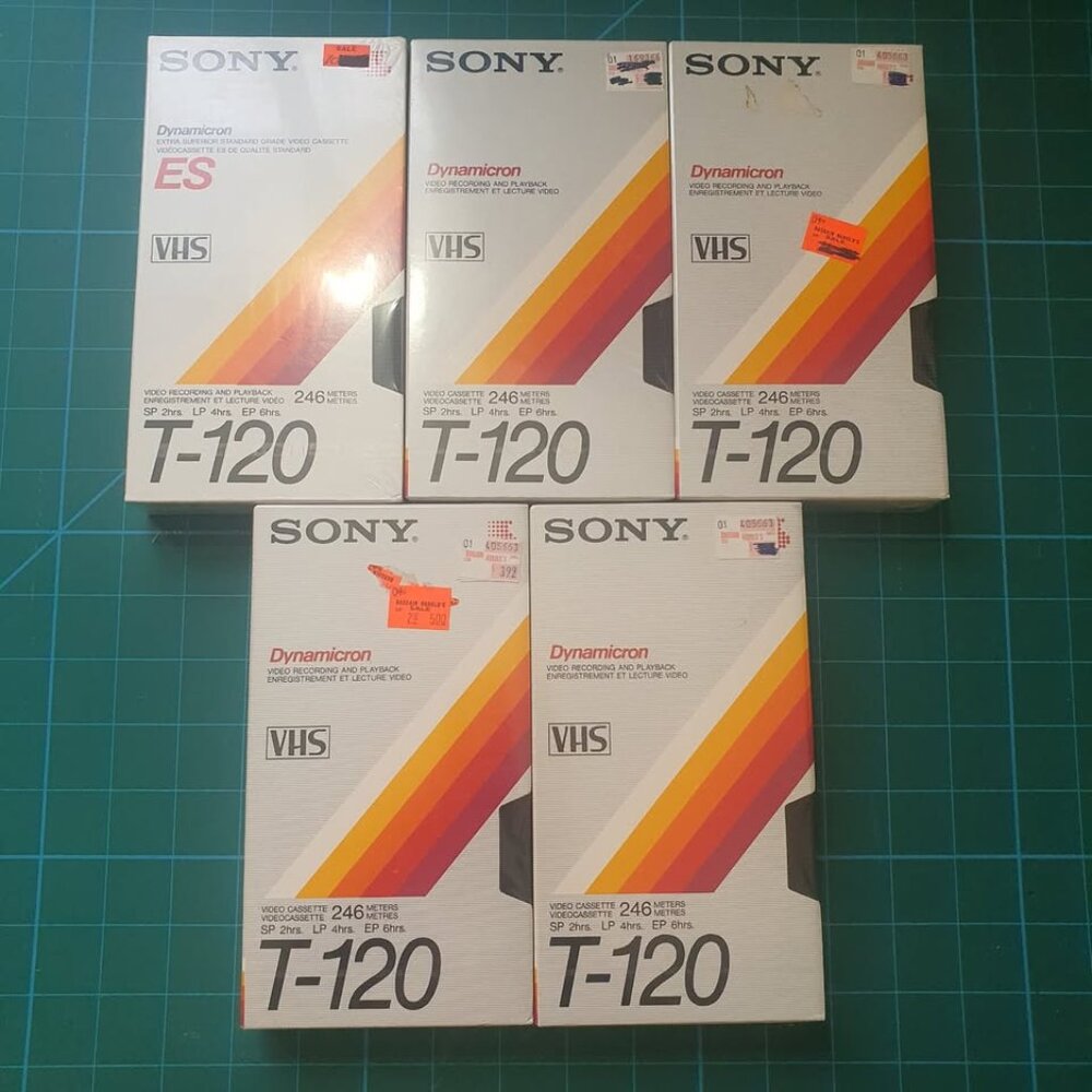 Sony T-120 Blank VHS Tapes x5 (New)